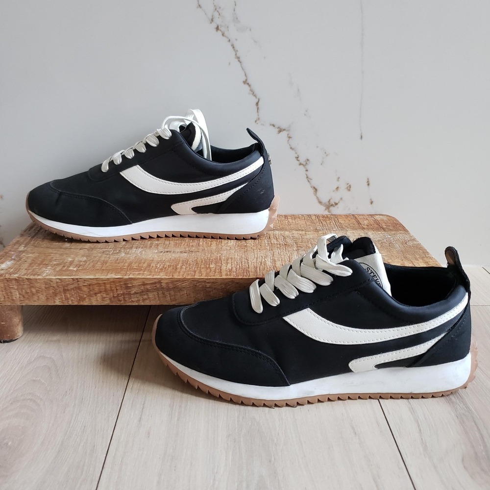 Steve Madden Sneakers Womens 7 Black Colorblock Lace‎ Up Athletic Retro Shoes